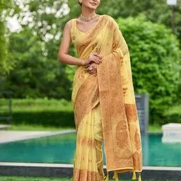 rekha maniyar Women Woven Saree with Tasselled Border-picture-44