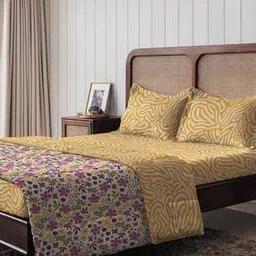 the happy pod 120 TC Floral Print Double Bedsheet with Pillow Covers-picture-11