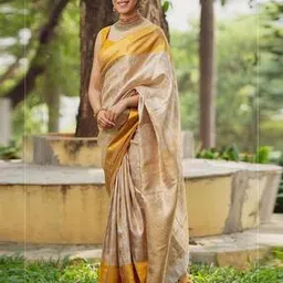 svaraa Women Beautiful Zari Work Kanjeevaram Silk Saree With Georgeous Pallu Traditional Saree-picture-34