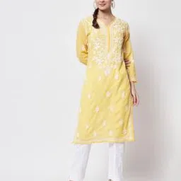 paramount chikan Embroidered Chikankari Straight Kurta-picture-28