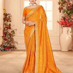 ri-wah Geometric Pattern Saree with Contrast Border-picture-31