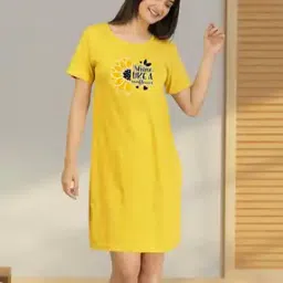 buythattrendz Women Printed Nightshirt with Short Sleeves-picture-38