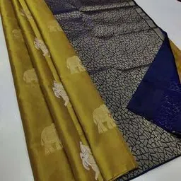 anjaneya sarees Kanjeevaram Zari Woven Saree with Unstitched Blouse Piece-picture-35