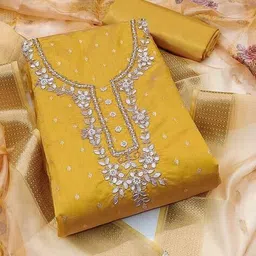 svaraa Women Embellished Unstitched Dress Material image 1