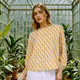 Shein Medium Length Full Peasant Sleeves Abstract Print Relaxed Fit Top-picture-44