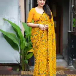 Women Traditional Saree with Unstitched Blouse Piece       -image-7