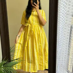 raiyani fashion Women Stripes A-Line Maxi Length Dress image 1