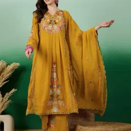 svaraa Women Embroidered Straight Kurta Set image 1