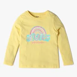 yousta Girls Typographic Print Relaxed Fit Crew-Neck T-Shirt-picture-41