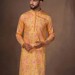 Men Paisley Print Regular Fit Long Kurta-image-12