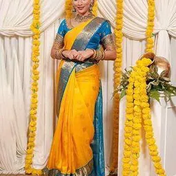 anjaneya sarees Women Peacock Woven Banarasi Saree with Contrast Border-picture-24