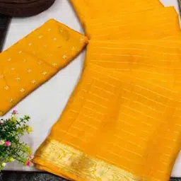 nyrika Women Woven Chiffon Saree with Unstitched Blouse Piece  -picture-50