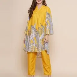 bhama couture Women Floral Print Flared Kurta Set-picture-41