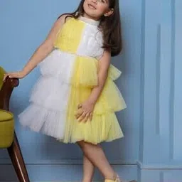 bella moda Girls Colourblock Tiered Dress-picture-43