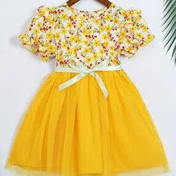 pixie n prince Girls Leaf Print Fit & Flare Dress-picture-12