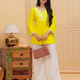 revangi Women Embroidered Flared Tunic image 1