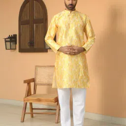 kraft india Men Printed Regular Fit Long Kurta image 1