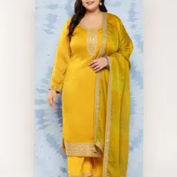 Women Embroidered Curved Straight Kurta Set with Dupatta-image-32