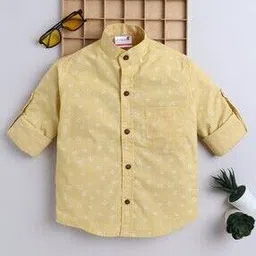 baat cheet Boys Typographic Print Regular Fit Shirt with Full Sleeves-picture-44