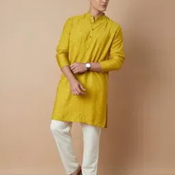 Men Floral Woven Regular Fit Short Kurta-image-37
