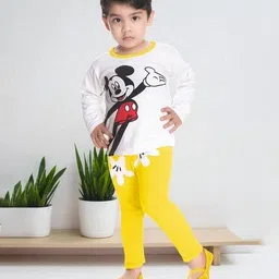 new gen Boys Micky Mouse Print Pants & T-Shirt Set image 1