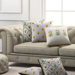sej by nisha gupta Set of 5 Floral Print Cushion Cover 16" x 16"-picture-40