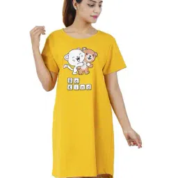 buythattrendz Women Regular Fit Graphic Nightshirt image 1