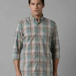 louis philippe Men Checked Slim Fit Shirt with Button-Down Collar-picture-33