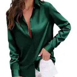 indo Women Regular Fit Satin Shirt with Spread Collar-picture-11