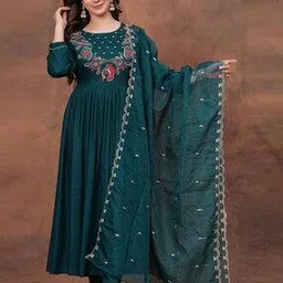 nyrika Women Embroidered A-Line Kurta SuitSet-picture-35