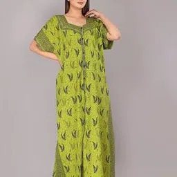 raavi fashion Women Leaf Print Front-Open Nightie-picture-24
