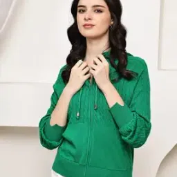 nobarr Women Regular Fit Hoodie with Ribbed Hem-picture-26