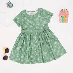 akkriti by pantaloons Girls Floral Print Fit & Flare Dress with Tie-Up Belt-picture-15