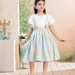 muhuratam Girls Checked Fit & Flare Dress-picture-27