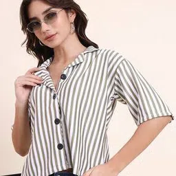 leia Women Boxy Fit Stripes Shirt-picture-11