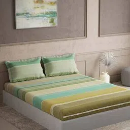 ddecor live beautiful Cotton Primary Collection Stripes Bedsheet With 2 Pillow Covers-picture-10