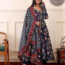 nyrika Women Floral Print Anarkali Kurta Suit Set-picture-10