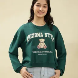 li'l tomatoes Girls Typographic Print Regular Fit Sweatshirt with Full Sleeves image 1