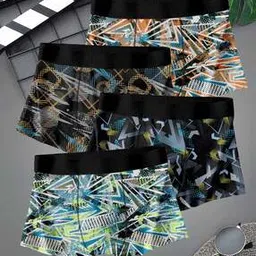 star word Men Pack of 4 Trunks with Elasticated Waist-picture-35