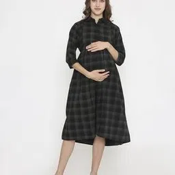 nightspree Women Checked Maternity Shirt Dress-picture-10