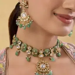 indinoor Women Kundan Necklace & Earrings Set-picture-38