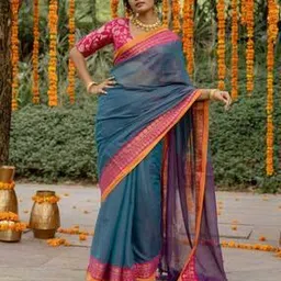 suta Contrast Border Saree with Tassels-picture-14