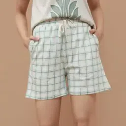 ginger by lifestyle Women Mid Rise Checks Shorts-picture-24