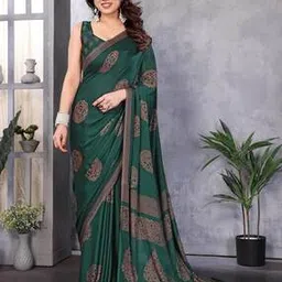 Blocked Printed Daily Wear Chiffon Georgette Saree-image-12