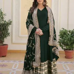 svaraa Women Embroidered Gown Dress with Dupatta-picture-18