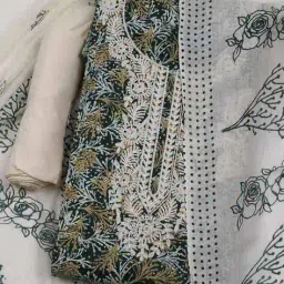 mbz.in by meena bazaar Women Floral Print 3-Piece Unstitched Dress Material image 1