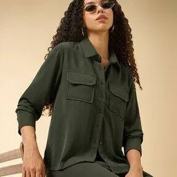 outzidr global Women Regular Fit Shirt with Flap Pockets-picture-25