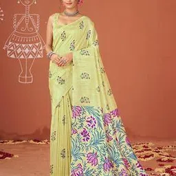 garden vareli Women Floral Print Saree with Blouse Piece-picture-29