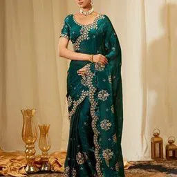 kasee Women Embroidered Saree with Cut-Out Border-picture-44
