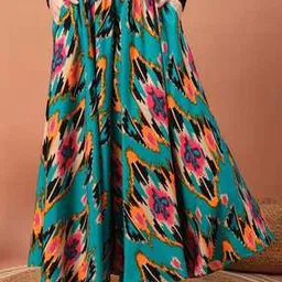 Women Printed Flared Skirt with Elasticated Waistband-image-84